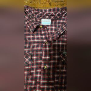 Columbia Men's Red and Black Checkered Shirt Flannel Large